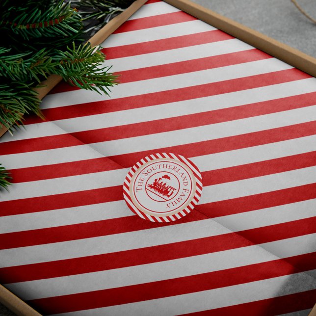 Papier Mousseline Sucre de canne rouge et blanc Motif de Noël (Red And White Stripe Candy Cane Christmas Pattern Tissue Paper)
