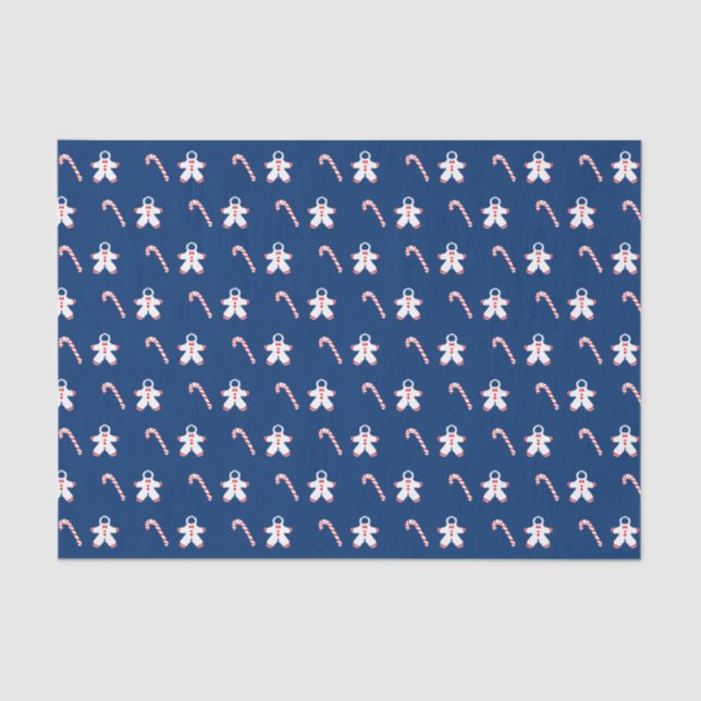 Papier Mousseline Sucres de canne et maillots de neige en bleu (Recto)