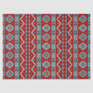 Papier Mousseline Sud-Ouest Mesas Turquoise & Rouge