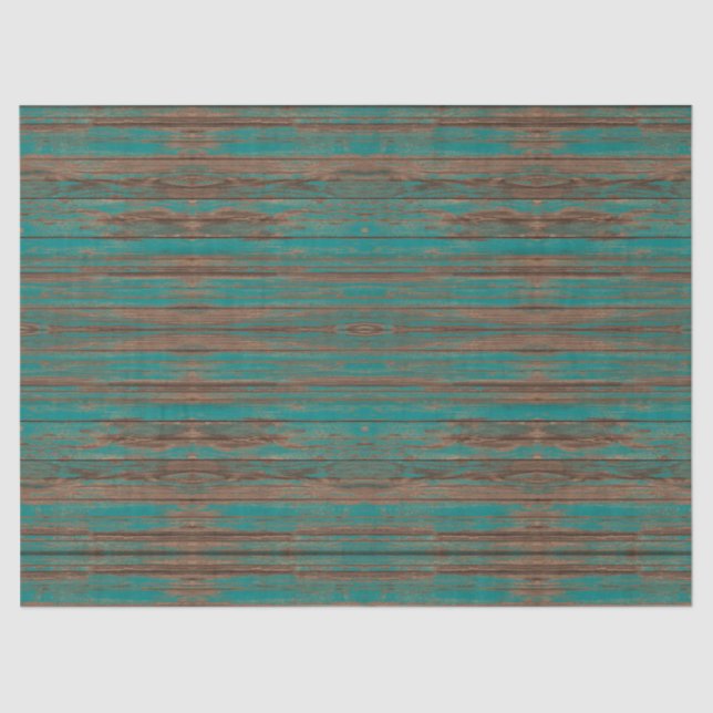 Papier Mousseline Sud-Ouest Rustique Patiné Turquoise Bois peint (Recto)