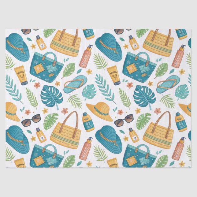 Papier Mousseline Summer Beach Essentials Pattern (1) (Recto)