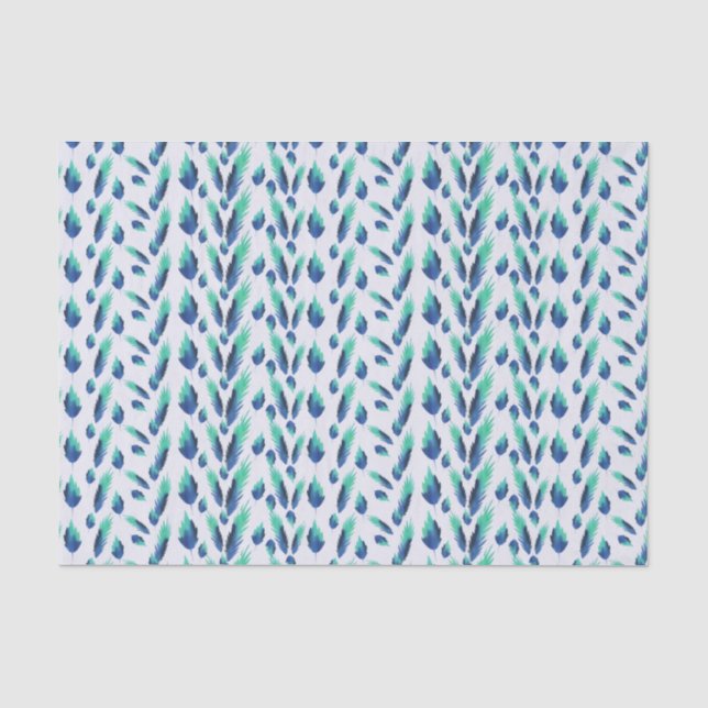 Papier Mousseline Summer Boho Blue Greenery Botanical Feuilles (Recto)