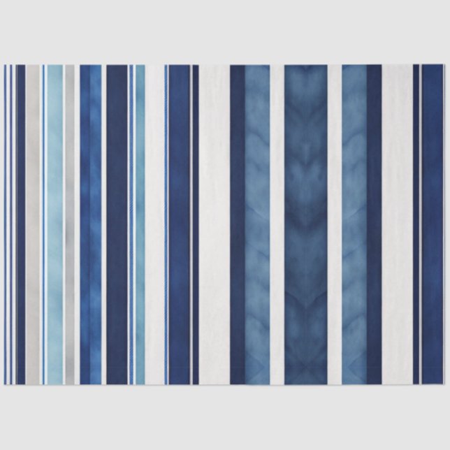 Papier Mousseline Summer Navy Blue Popular Boat Stripes Collection (Recto)
