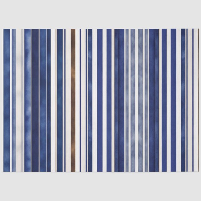 Papier Mousseline Summer Navy Blue Trendy Boat Stripes Collection (Recto)