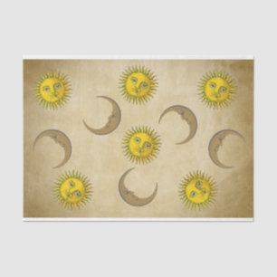Papier Mousseline Sun Moon fait face à un dessin à main d'art Vintag
