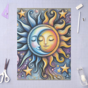Papier Mousseline Sun Moon Stars Whimsical Decoupage