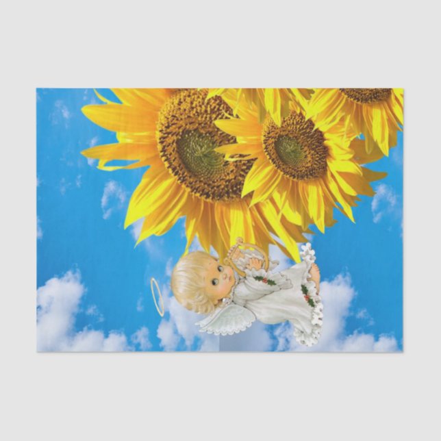 Papier Mousseline Sunflower Baby Angel Floral Tissu Papier (Recto)