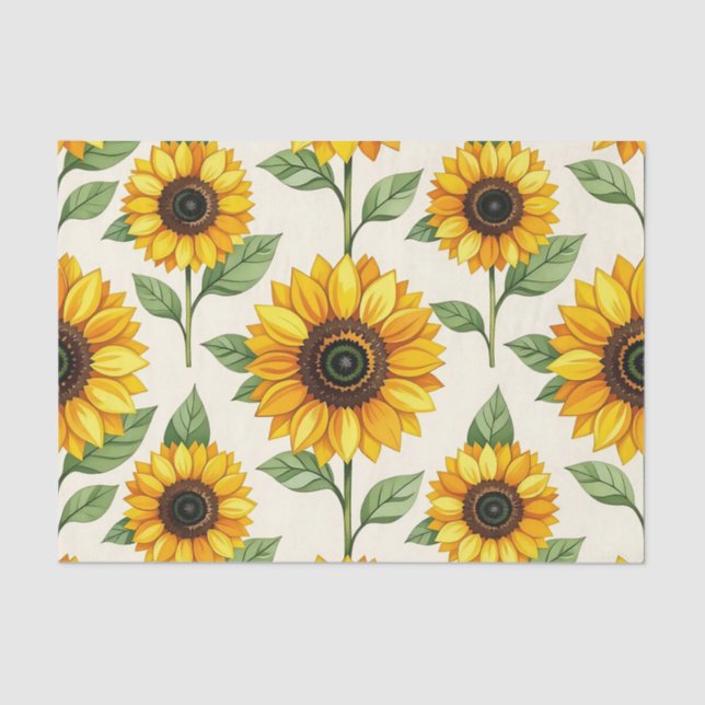Papier Mousseline Sunflower Floral Seamless Pattern Bright Yellow (Recto)