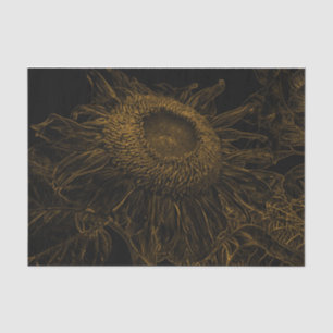 Papier Mousseline Sunflower Gold Black Floral Art Découpage