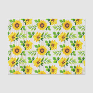 Papier Mousseline Sunflowers & Rustic Wood Botanical Motif Party