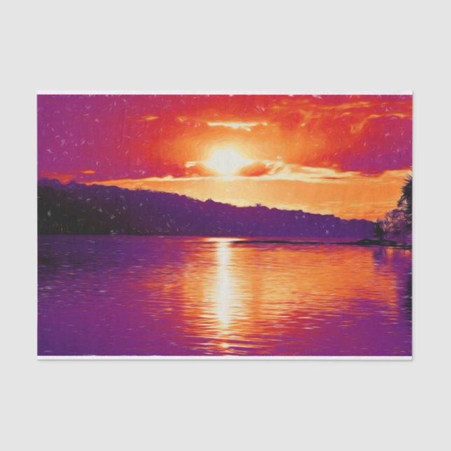 Papier Mousseline Sunset Coastal Beach Orange Purple Art Decoupage (Recto)