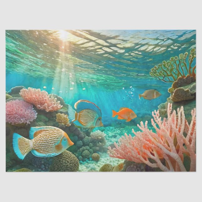 Papier Mousseline Sunshine & Tangs sous-marins, Papier Tissu Design  (Recto)