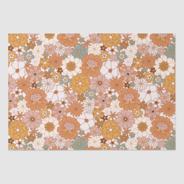 Papier Mousseline Super Boho les années 70 Fleurs Motif (Recto)