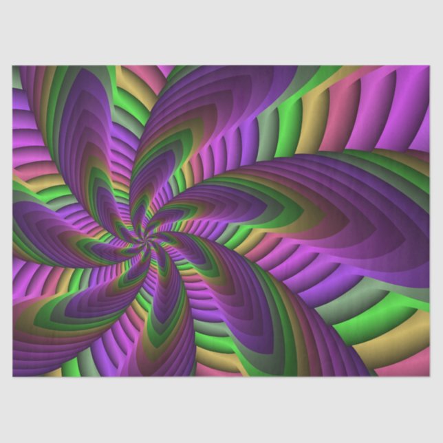 Papier Mousseline Super Énergétique coloré Neon Motif fractal (Recto)