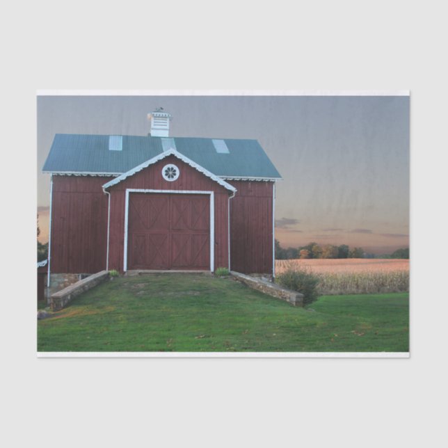 Papier Mousseline Super mignonne Petite Grange Rouge Blanche Cale Bl (Recto)