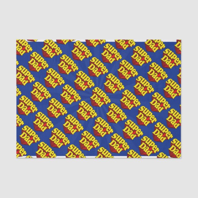 Papier Mousseline Super Papa Rouge Jaune Bleu Fête des pères Superhe (Recto)