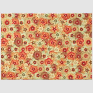 Papier Mousseline Super Retro Orange Hippie Fleurs Motif