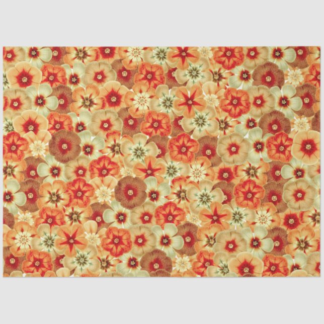 Papier Mousseline Super Retro Orange Hippie Fleurs Motif (Recto)