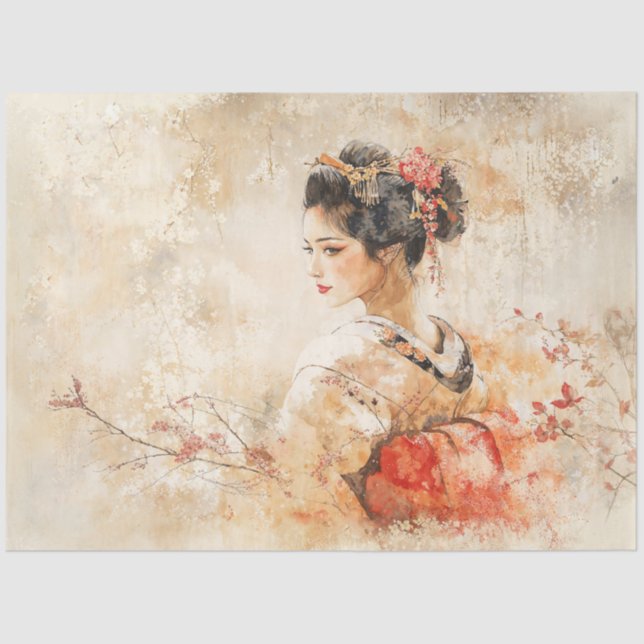 Papier Mousseline Superbe Geisha vintage (Recto)