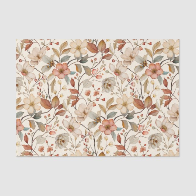 Papier Mousseline Superbe motif floral avec Arrière - plan ivoire (Recto)