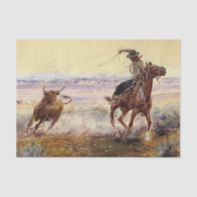 Papier Mousseline "Sur l'étang" de Charles M Russell (Recto)