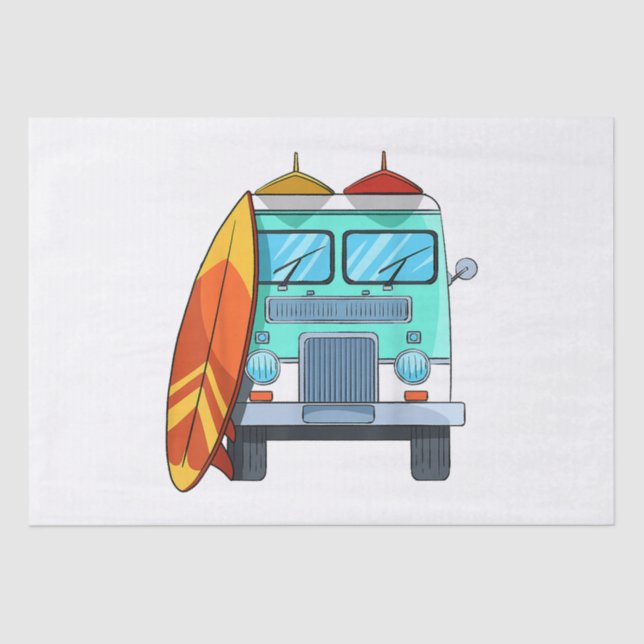 Papier Mousseline Surf Van Surfboard Palm Trees Surfboard Surfboard  (Recto)