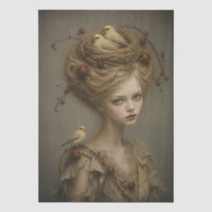 Papier Mousseline Surreal Bird Nest Girl Portrait Dreamy Nature Fa