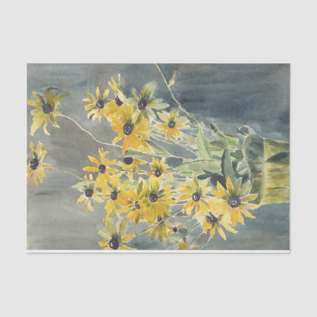 Papier Mousseline Susan aux yeux noirs dans l'aquarelle du vase (Recto)