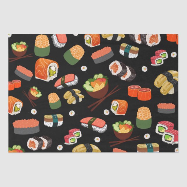 Papier Mousseline Sushi coloré sur Arrière - plan noir (Recto)
