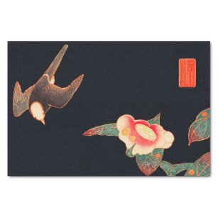 Papier Mousseline Swallow and Camellia (1900) par Ito Jakuchu