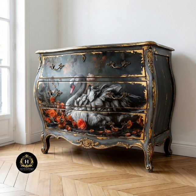 Papier Mousseline Swan gris majestueux avec découpage florale Couron (Créateur téléchargé)