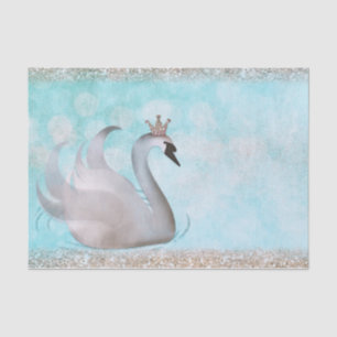Papier Mousseline Swan Princess Blue Gold Parties scintillant Sparkl
