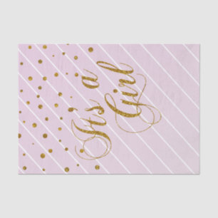 Papier Mousseline Sweet Baby Girl rose et Gold Confetti
