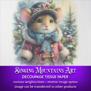 Papier Mousseline Sweet Christmas Mouse Rustique Christmas Decoupage