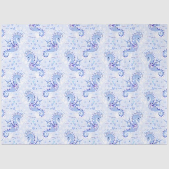 Papier Mousseline Sweet Lavender Blue Seahorse Océan nautique (Recto)
