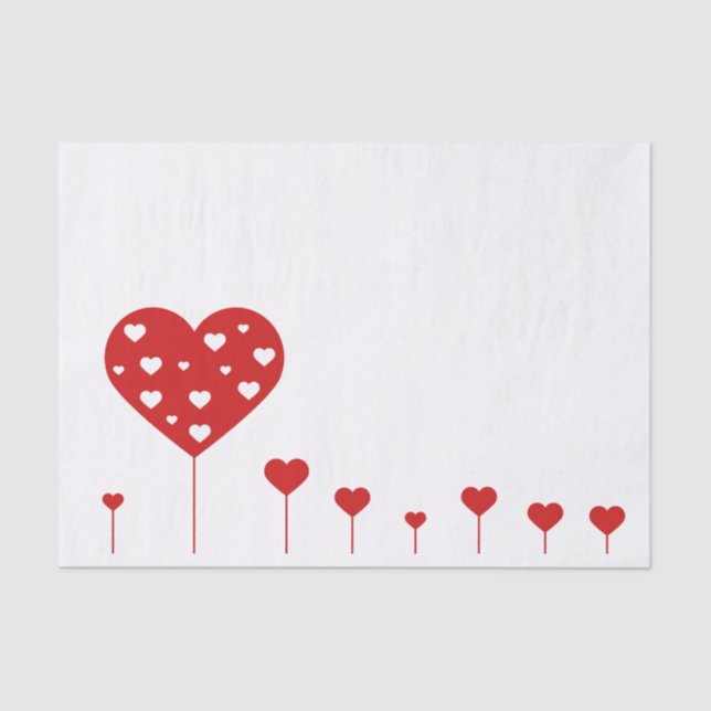 Papier Mousseline Sweet Lovely Romantique Rouge Coeurs blancs (Recto)