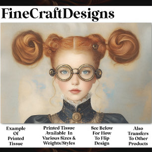 Papier Mousseline Sweet Red Hair Steampunk Princess AC9 Découpage