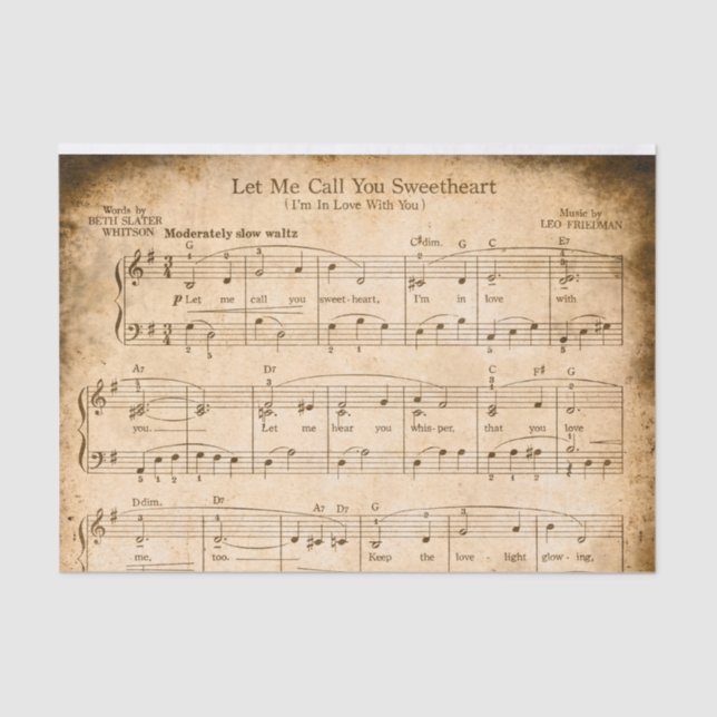 Papier Mousseline Sweethee Tissue Papier Découpage Musique Vintage (Recto)