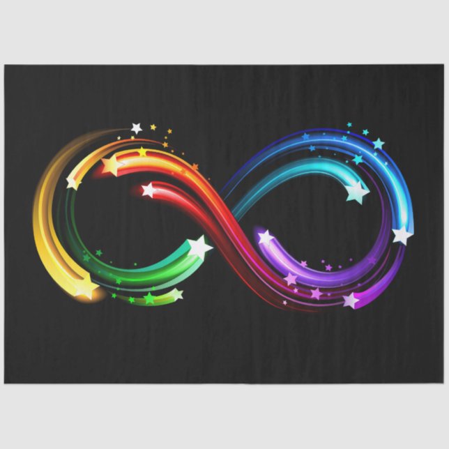 Papier Mousseline Symbole de l'infini des comètes arc-en-ciel (Recto)