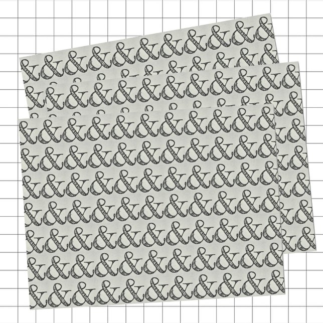 Papier Mousseline Symbole d'esperluence Scribblée Noir & Gris (Créateur téléchargé)