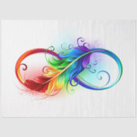 Symbole d'infini avec plume arc-en-ciel