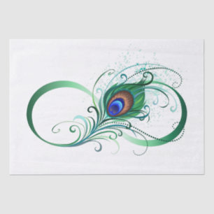 Papier Mousseline Symbole d'infini avec plume de paon