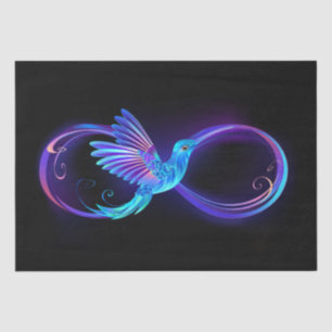 Papier Mousseline Symbole d'infini néon avec colibri brillant