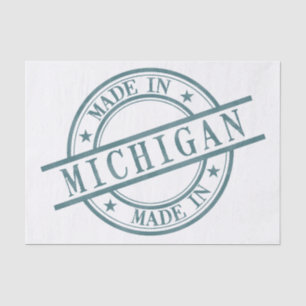 Papier Mousseline Symbole vert du logo Made In Michigan Stamp Style