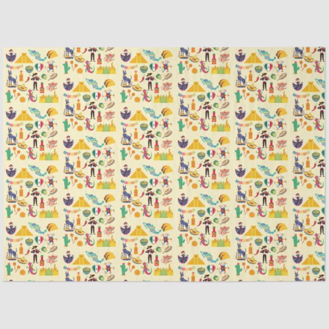 Papier Mousseline Symboles du Mexique (Recto)