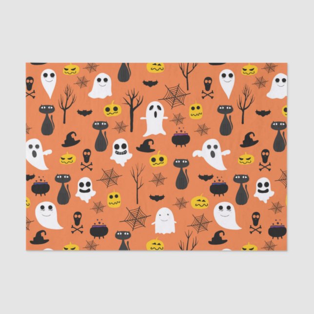 Papier Mousseline Symboles Halloween éffrayant couleurs classiques m (Recto)