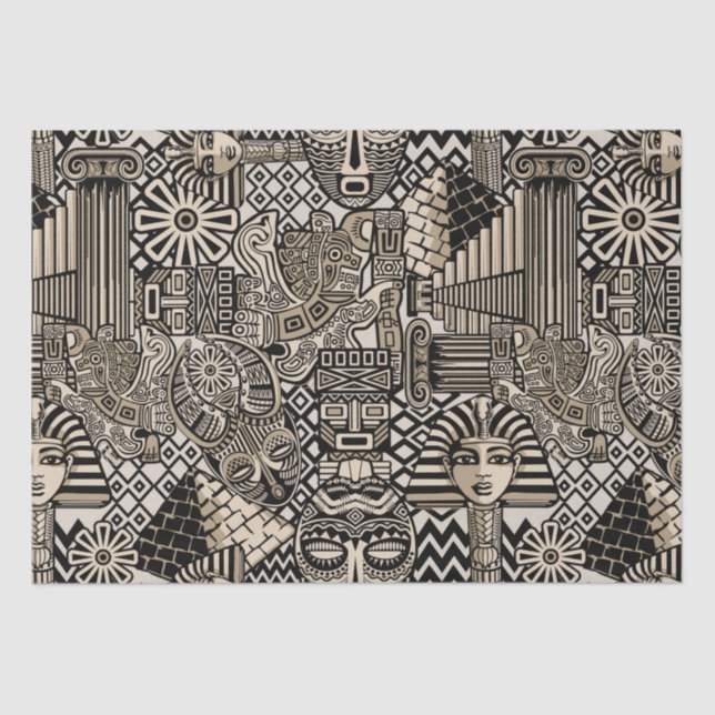 Papier Mousseline Symboles historiques anciens Style de tatouage (Recto)