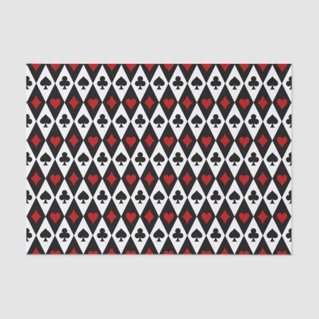 Papier Mousseline Symboles vintage Red Black Playing Cards (Recto)