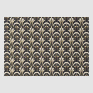 Papier Mousseline Symmétrique Art Déco Noir et Or