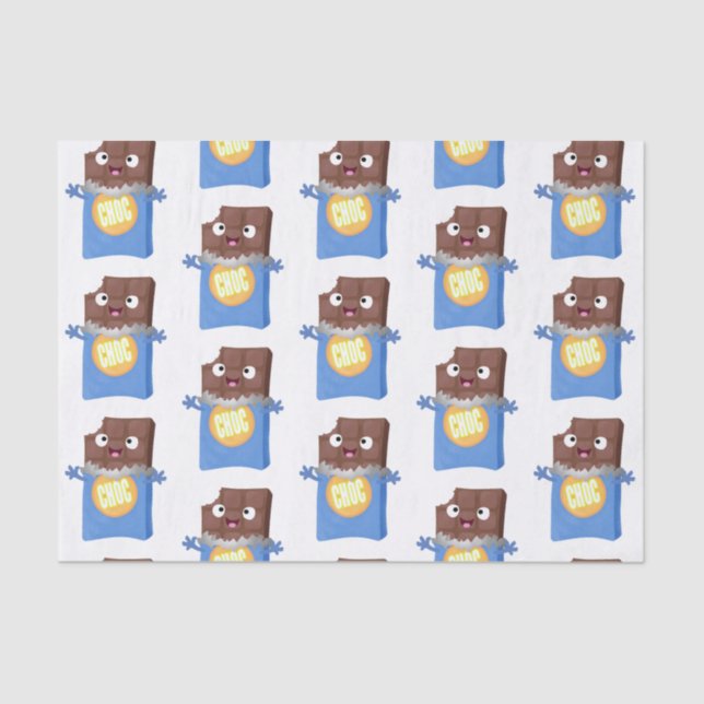 Papier Mousseline Sympa chocolat chocolat bonbon bar personnage de d (Recto)